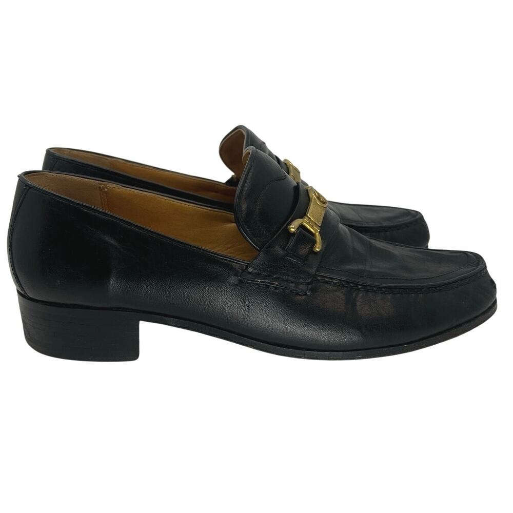 Vintage Y2K Gucci Black Leather Horsebit Loafers Italy w/ Dust Bag - Men’s 7.5 - Picture 2 of 14